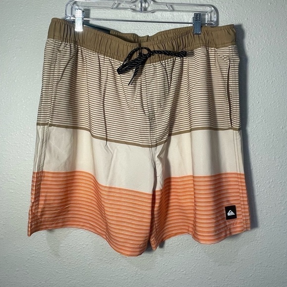 Quiksilver Tan, Orange, and Coral Men’s Swim Shorts- Size XL (New With Tags) - Picture 2 of 9